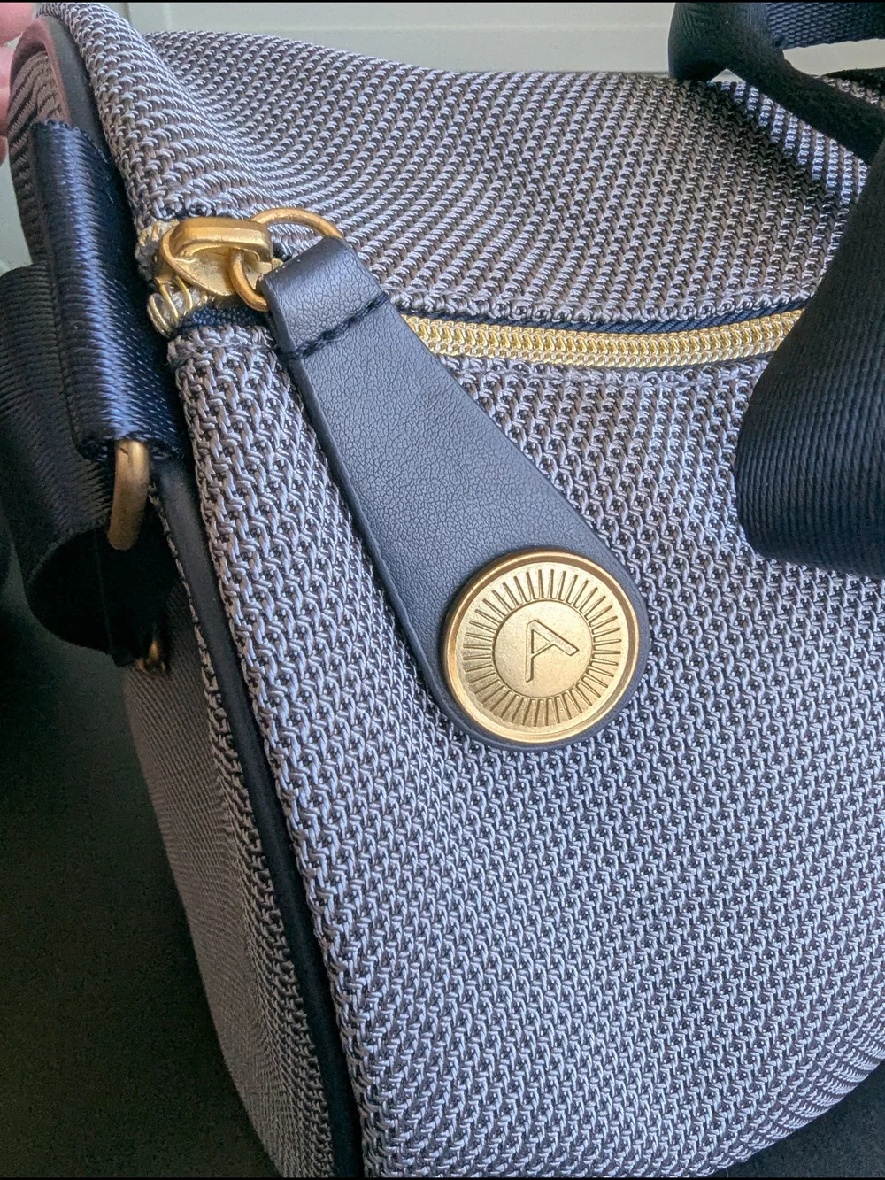 Azzaro Parfums Gray and Navy Seersucker Duffle Bag